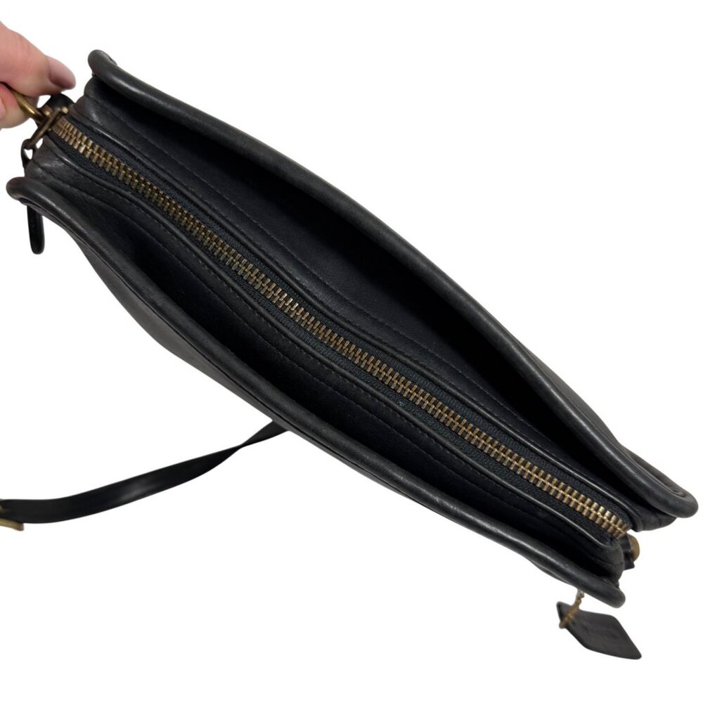 COACH Sutton Black Leather Zip Top Crossbody Bag 9814 Vintage + Hang Tag USA - Picture 11 of 15